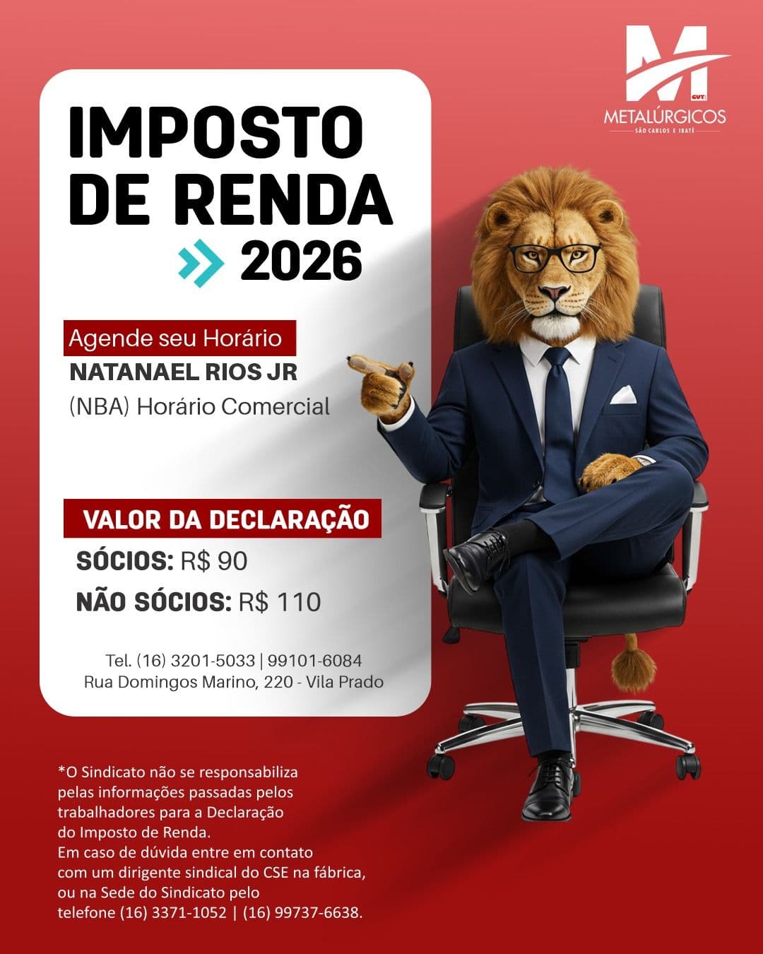 IR 2026: Sindicato disponibiliza convênio para declaração do Imposto de Renda